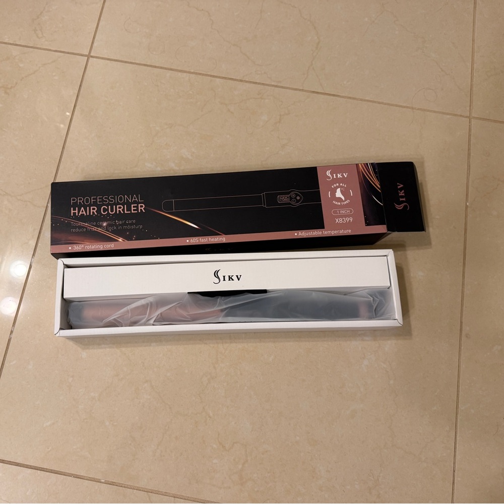 Professional 1” Tourmaline Ceramic Curling Wand 10 Settings LED Display - Picture 6 of 7